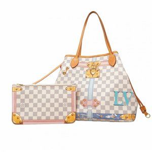 LOUIS VUITTON White Damier Neverfull MM Tote Bag